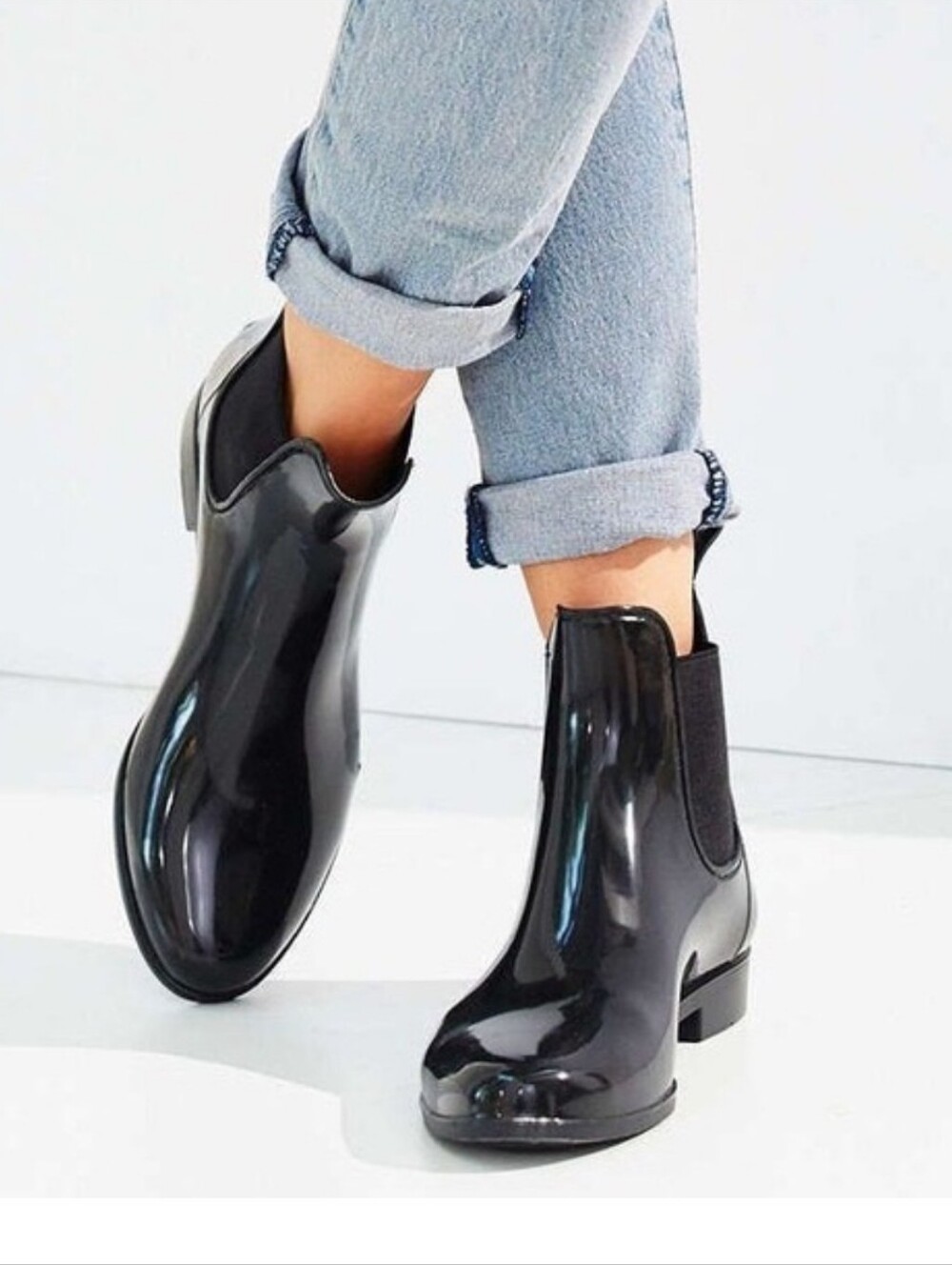 Sam Edelman Tinsley Black Patent Gloss Rubber Chelsea Boots - Size 5 Womens